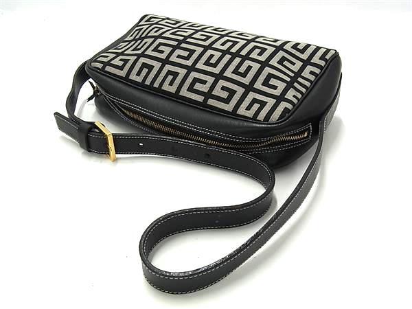 GIVENCHY ジバンシィ ショルダーバッグ ブラック グレー キャンバス×レザー レディース ロゴ柄 タッセル ゴールド金具 超美品