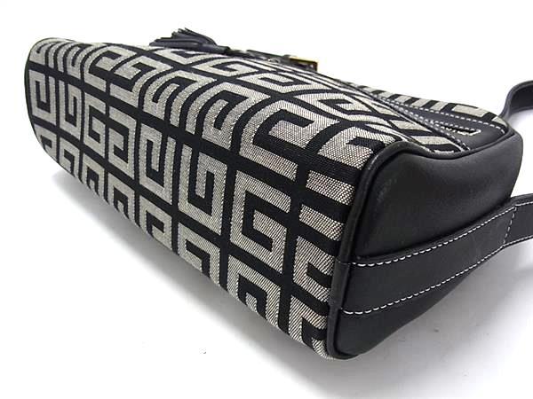 GIVENCHY ジバンシィ ショルダーバッグ ブラック グレー キャンバス×レザー レディース ロゴ柄 タッセル ゴールド金具 超美品