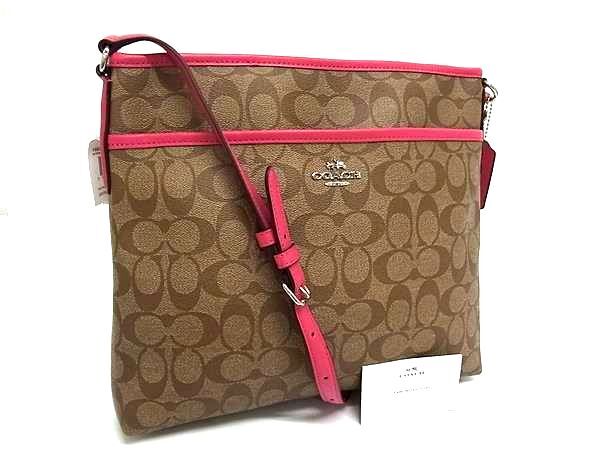 COACH コーチ ショルダーバッグ シグネチャー F58297 ブラウン ピンク PVC レザー レディース 新古未使用展示品