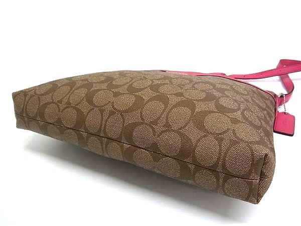 COACH コーチ ショルダーバッグ シグネチャー F58297 ブラウン ピンク PVC レザー レディース 新古未使用展示品