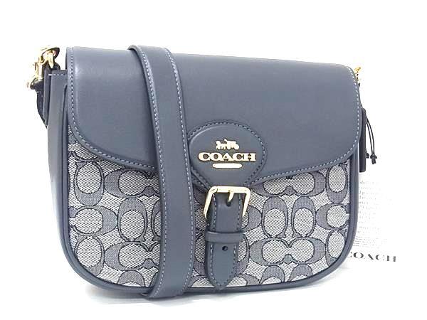 COACH コーチ ショルダーバッグ シグネチャー CU998 ネイビー グレー系 キャンバス×レザー レディース ゴールド金具 新品未使用展示品