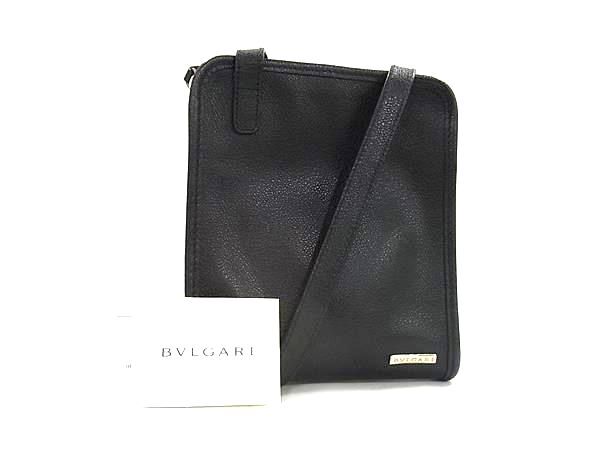 BVLGARI ブルガリ ショルダーバッグ ブラック レザー ユニセックス シルバー金具