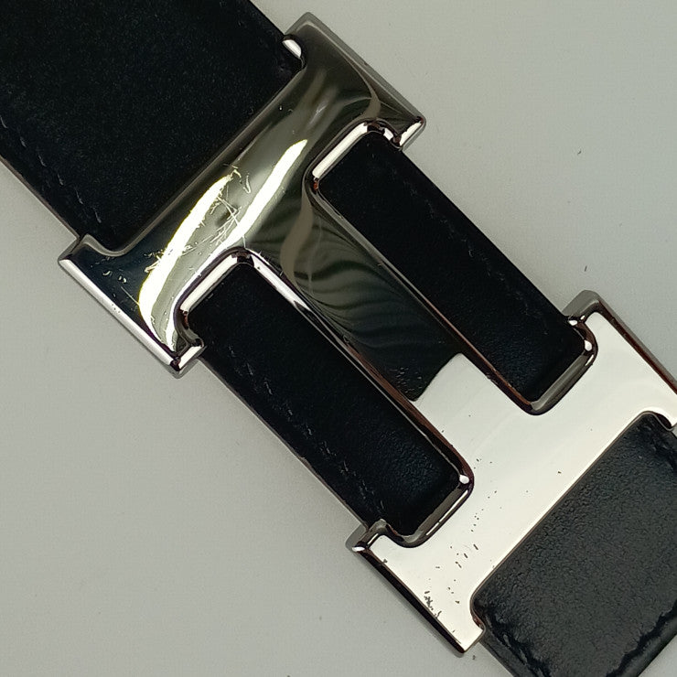 HERMES エルメス ベルト コンスタンス Hベルト ブラック ゴールド(ブラウン系) ボックスカーフ クシュベル ユニセックス シルバー金具 美品