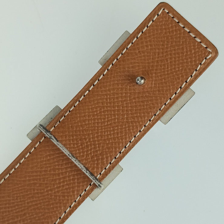 HERMES エルメス ベルト コンスタンス Hベルト ブラック ゴールド(ブラウン系) ボックスカーフ クシュベル ユニセックス シルバー金具 美品