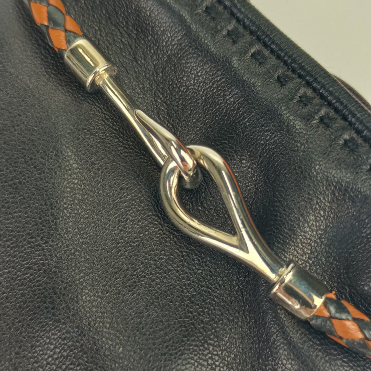 HERMES エルメス 手袋 グローブ ジャンボ ブラック レザー レディース シルバー金具 美品