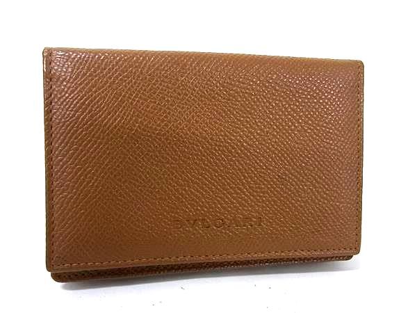 BVLGARI ブルガリ カードケース クラシコ 20357 ブラウン レザー ユニセックス 名刺入れ 美品