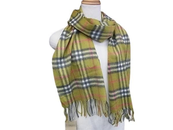 BURBERRY バーバリー マフラー ノバチェック ライトグリーン マルチカラー カシミヤ100％ ユニセックス 新品未使用展示品