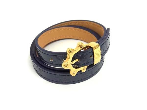 LOUIS VUITTON ルイヴィトン ブレスレット ブラスレ・トリプルトゥール M91404 アンディゴ(パープル系) モノグラムヴェルニ ユニセックス 美品