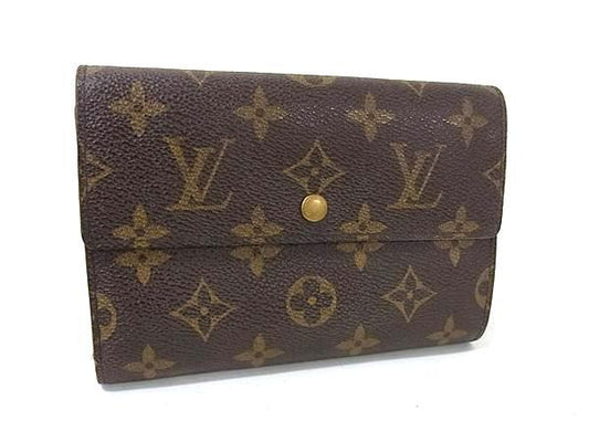 LOUIS VUITTON ルイヴィトン 財布 モノグラム ポルトトレゾール エテュイ パピエ M61202 ブラウン PVC レザー レディース 三つ折り 財布