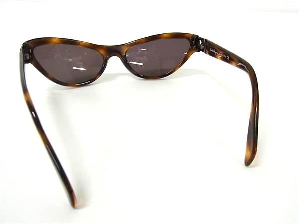 Salvatore Ferragamo フェラガモ サングラス ガンチーニ 2020 ブラウン クリアブラック プラスチック レディース べっ甲調 美品