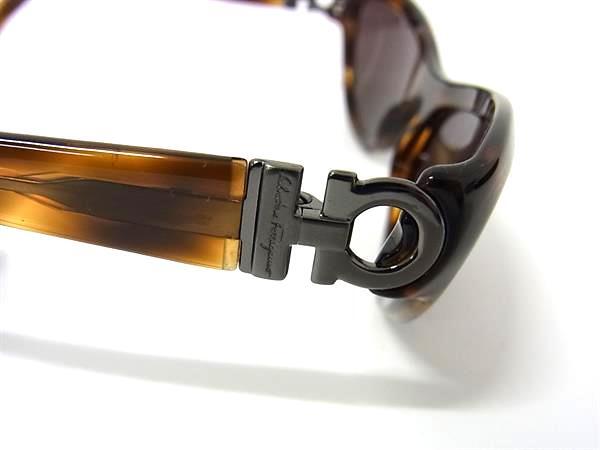 Salvatore Ferragamo フェラガモ サングラス ガンチーニ 2020 ブラウン クリアブラック プラスチック レディース べっ甲調 美品