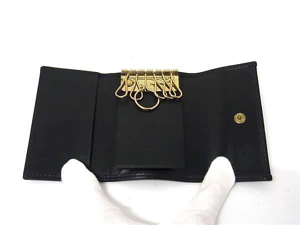 GUCCI グッチ キーケース 90694 ブラック レザー ユニセックス 6連 ゴールド金具 美品