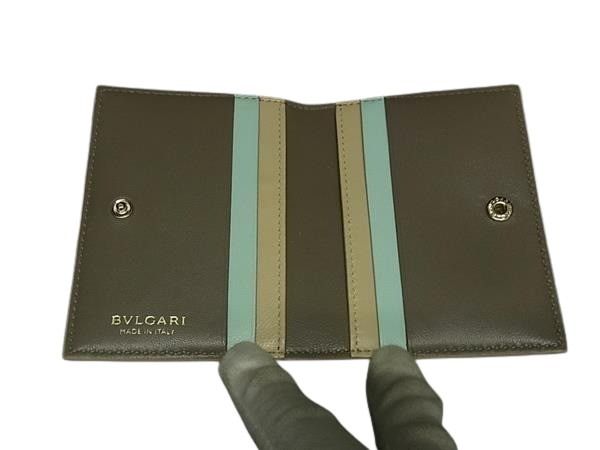 BVLGARI ブルガリ カードケース セルペンティ 293693 ベージュ レザー レディース 美品