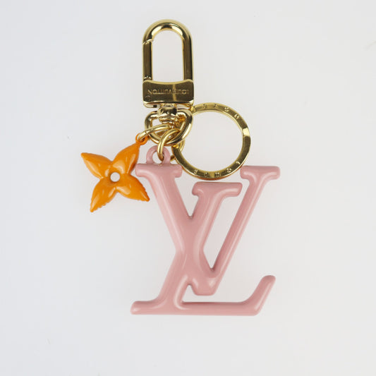 美品 LOUIS VUITTON ルイ ヴィトン LV ポップ フラワー キーホルダー M01076 メタル ゴールド ピンク オレンジ キーリング バッグチャーム ビトン