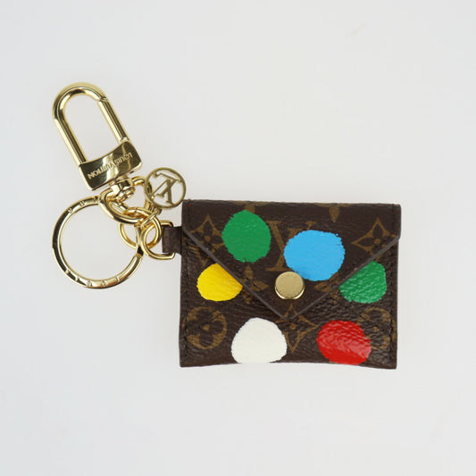 超美品 LOUIS VUITTON ルイ ヴィトン ポルト クレ キリガミ YK 草間彌生 コラボ キーホルダー M01209 モノグラムキャンバス ブラウン マルチカラー ゴールド金具 キーリング バッグチャーム ビトン