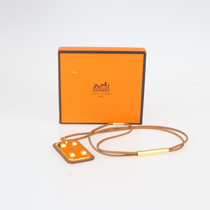 美品 HERMES エルメス アス ドゥ クール GM ネックレス - ヴォースイフト GOLD ブラウン系 ゴールド金具 ペンダント Y刻印