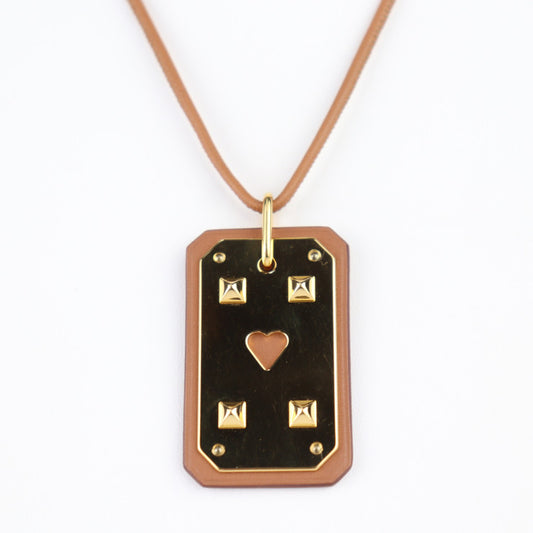 美品 HERMES エルメス アス ドゥ クール GM ネックレス - ヴォースイフト GOLD ブラウン系 ゴールド金具 ペンダント Y刻印