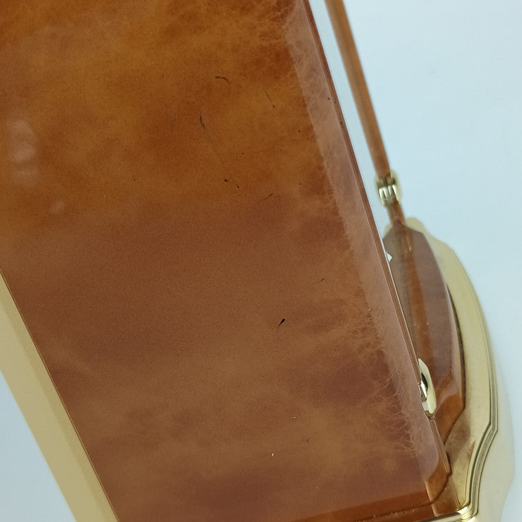 SEIKO セイコー 置時計 EMBLEM エンブレム HW584B ブラウン系 ゴールド プラスチック ユニセックス 電波時計