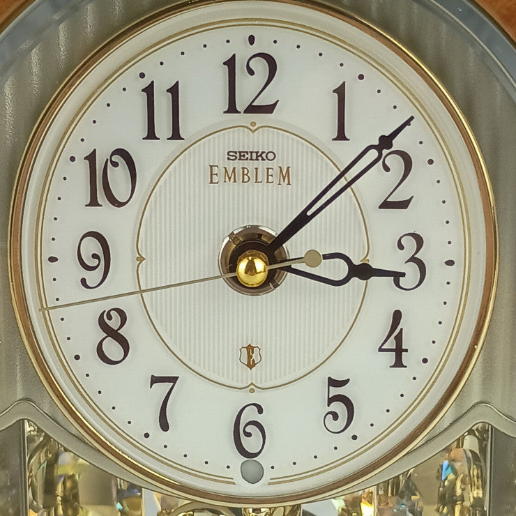 SEIKO セイコー 置時計 EMBLEM エンブレム HW584B ブラウン系 ゴールド プラスチック ユニセックス 電波時計