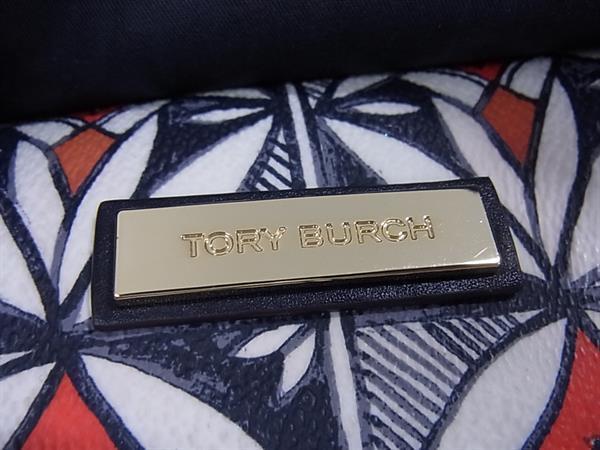 TORY BURCH トリーバーチ トートバッグ 2WAYバッグ 10005607 ネイビー系 マルチカラー ゴールド金具 PVC レザー レディース ショルダーバッグ ボタニカルモチーフプリント