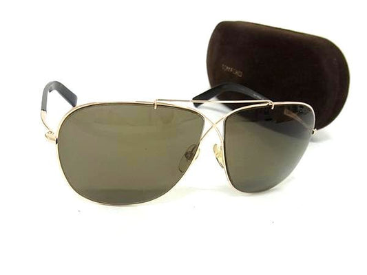 美品 TOM FORD トムフォード サングラス サングラス TF393 ゴールド ブラウン系 メタル プラスチック メンズ フルリム
