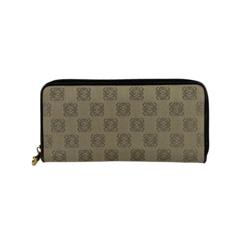 LOEWE ロエベ 長財布 アナグラム ジップアラウンドウォレット - ベージュ ブラウン ゴールド金具 キャンバス レザー ユニセックス ラウンドファスナー