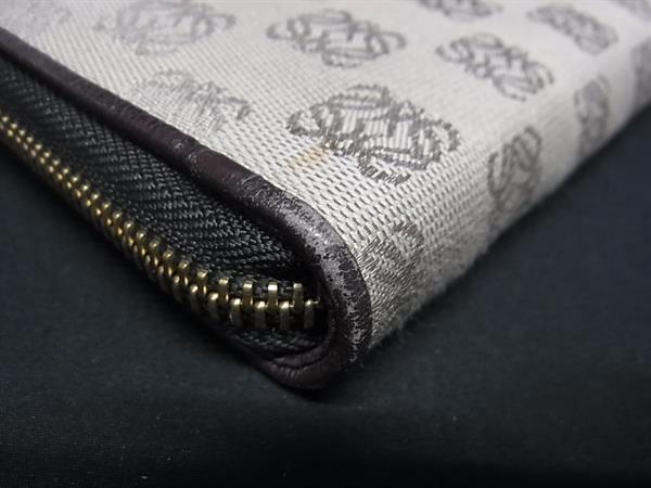 LOEWE ロエベ 長財布 アナグラム ジップアラウンドウォレット - ベージュ ブラウン ゴールド金具 キャンバス レザー ユニセックス ラウンドファスナー