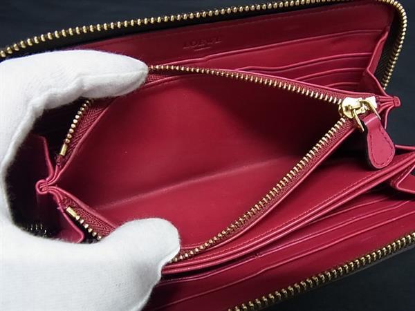 LOEWE ロエベ 長財布 アナグラム ジップアラウンドウォレット - ベージュ ブラウン ゴールド金具 キャンバス レザー ユニセックス ラウンドファスナー