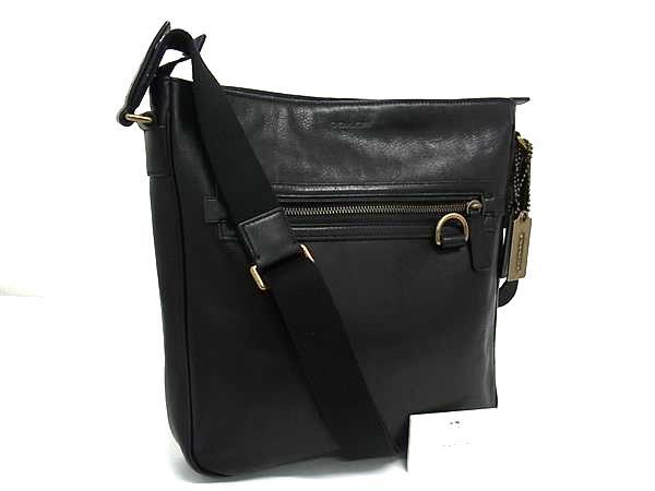 美品 COACH コーチ ショルダーバッグ ブリーカー レザー フィールド バッグ 70488 ブラック レザー メンズ オールレザー