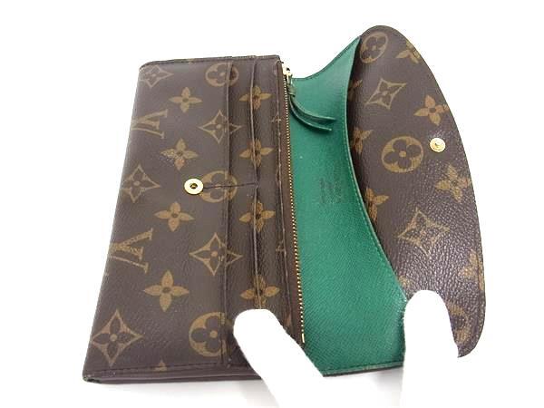 LOUIS VUITTON ルイ ヴィトン 長財布 モノグラム ポルトフォイユ エミリー M60137 マロン ヴェール PVC レザー レディース フラップ