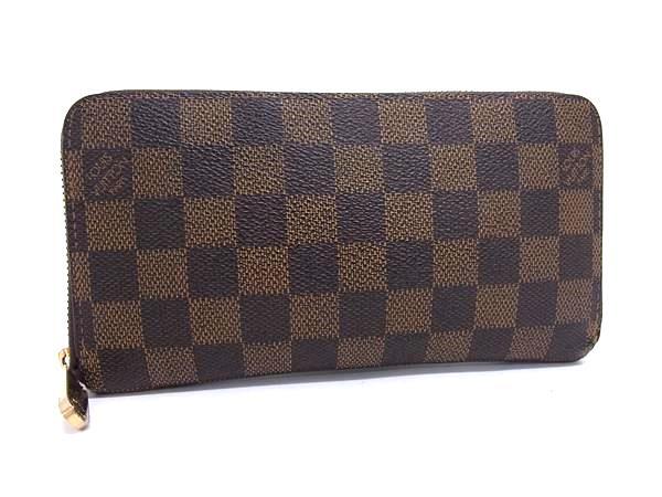 LOUIS VUITTON ルイ ヴィトン 長財布 ダミエ ジッピー ウォレット N60015 エベヌ ゴールド金具 PVC レザー ユニセックス ラウンドファスナー