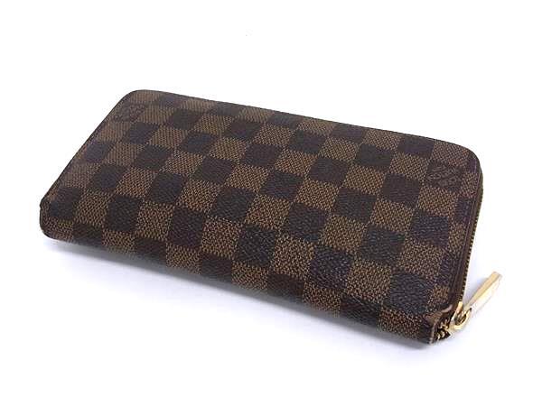 LOUIS VUITTON ルイ ヴィトン 長財布 ダミエ ジッピー ウォレット N60015 エベヌ ゴールド金具 PVC レザー ユニセックス ラウンドファスナー