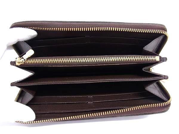 LOUIS VUITTON ルイ ヴィトン 長財布 ダミエ ジッピー ウォレット N60015 エベヌ ゴールド金具 PVC レザー ユニセックス ラウンドファスナー