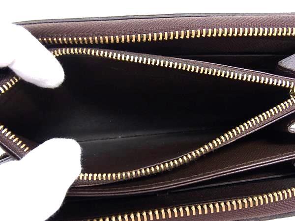 LOUIS VUITTON ルイ ヴィトン 長財布 ダミエ ジッピー ウォレット N60015 エベヌ ゴールド金具 PVC レザー ユニセックス ラウンドファスナー