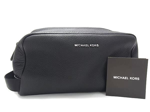 新古未使用展示品 MICHAEL KORS マイケルコース セカンドバッグ ハドソン トラベルポーチ 33F4LHDV1L ブラック レザー メンズ クラッチバッグ