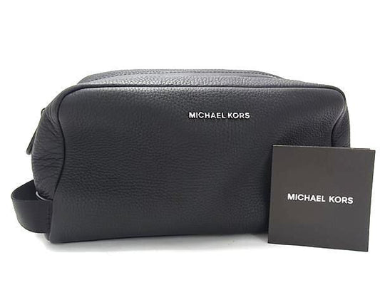 新古未使用展示品 MICHAEL KORS マイケルコース セカンドバッグ ハドソン トラベルポーチ 33F4LHDV1L ブラック レザー メンズ クラッチバッグ