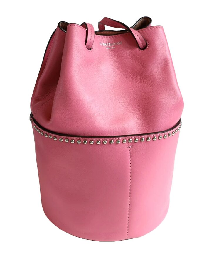 J＆M DAVIDSON ジェイアンドエムデヴィッドソン ハンドバッグ ミニデイジー ウィズスタッズ バケットバッグ 1428N ピンク カーフレザー レディース シルバー金具 新古未使用展示品