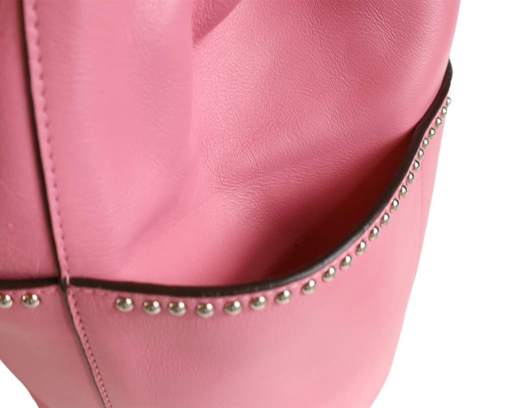 J＆M DAVIDSON ジェイアンドエムデヴィッドソン ハンドバッグ ミニデイジー ウィズスタッズ バケットバッグ 1428N ピンク カーフレザー レディース シルバー金具 新古未使用展示品