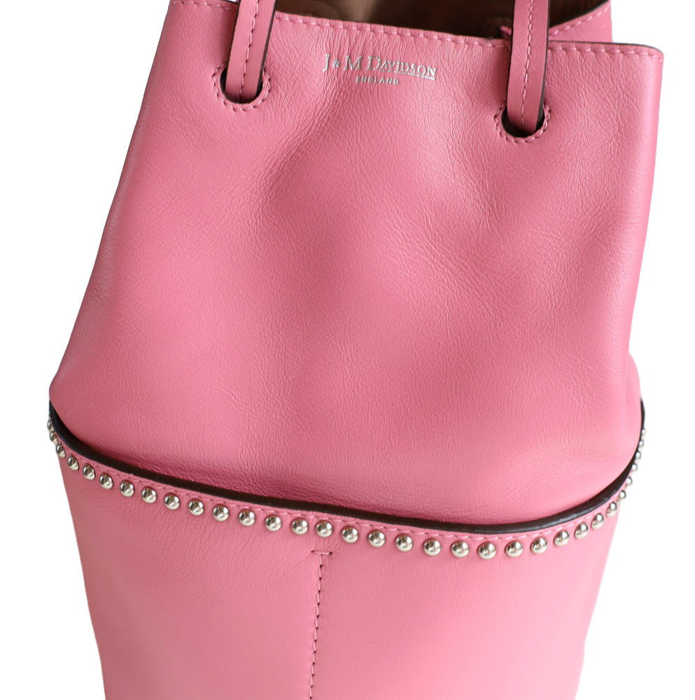 J＆M DAVIDSON ジェイアンドエムデヴィッドソン ハンドバッグ ミニデイジー ウィズスタッズ バケットバッグ 1428N ピンク カーフレザー レディース シルバー金具 新古未使用展示品