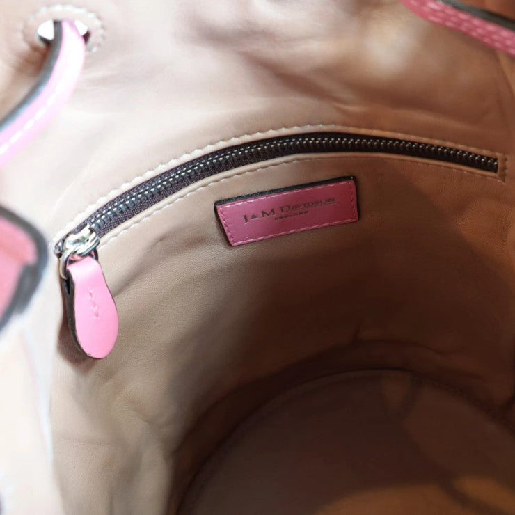 J＆M DAVIDSON ジェイアンドエムデヴィッドソン ハンドバッグ ミニデイジー ウィズスタッズ バケットバッグ 1428N ピンク カーフレザー レディース シルバー金具 新古未使用展示品