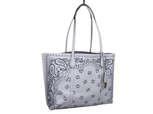 TORY BURCH トリーバーチ トートバッグ ペリー ホワイト系 レザー レディース ペイズリー柄 超美品