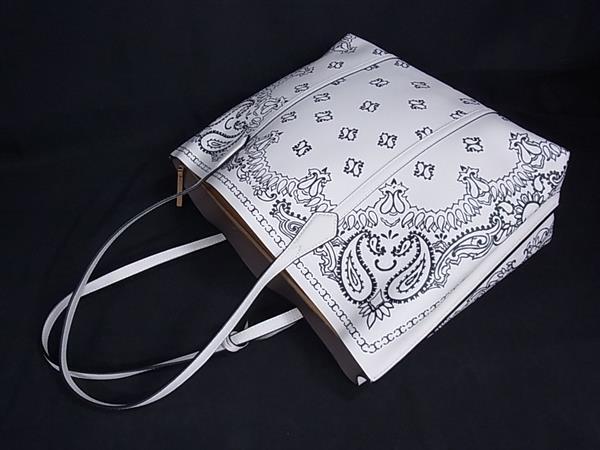 TORY BURCH トリーバーチ トートバッグ ペリー ホワイト系 レザー レディース ペイズリー柄 超美品