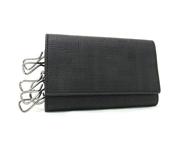 FENDI フェンディ キーケース ズッカ 8AP079 ブラック系 PVC レザー ユニセックス 6連 美品