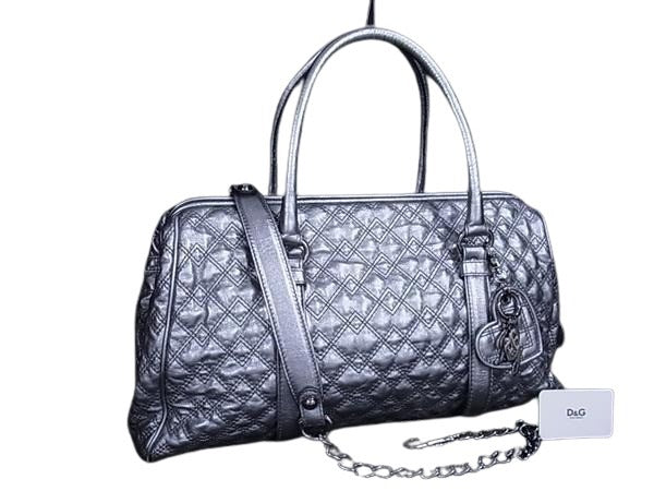 DOLCE＆GABBANA ドルチェ&ガッバーナ ハンドバッグ DB0417 シルバー レザー レディース 2WAY キルティング シルバー金具 美品
