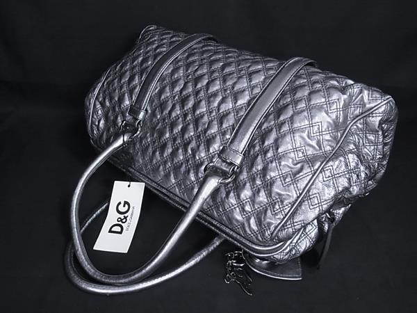 DOLCE＆GABBANA ドルチェ&ガッバーナ ハンドバッグ DB0417 シルバー レザー レディース 2WAY キルティング シルバー金具 美品