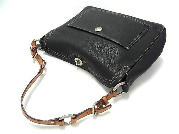 COACH コーチ ショルダーバッグ 10132 ブラック ブラウン レザー レディース 超美品