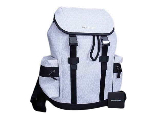 MICHAEL KORS マイケルコース リュックサック COOPER ポケット ホワイト ブラック PVC ユニセックス MK柄 新品未使用展示品