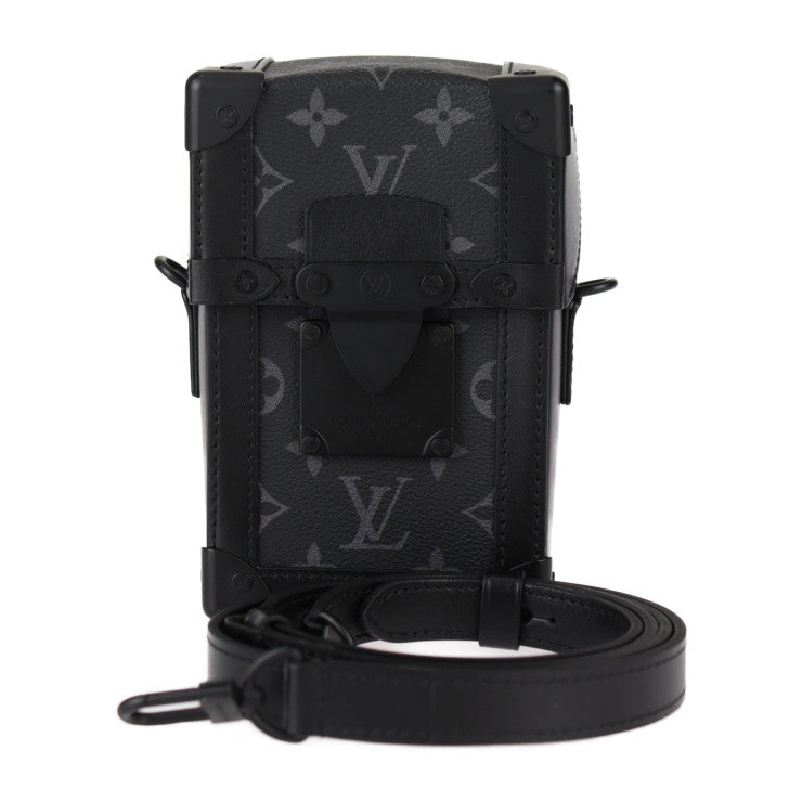 美品 LOUIS VUITTON ルイ ヴィトン ヴェルティカル トランク・ウェアラブル ウォレット ショルダーバッグ M82077 レザー ブラック グレー クロスボディバッグ ポシェット