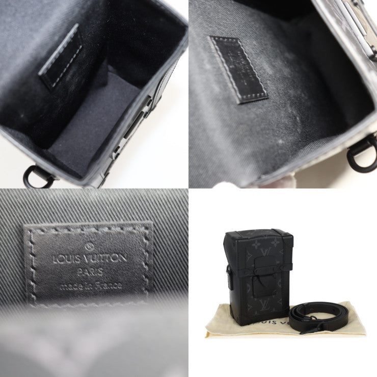 美品 LOUIS VUITTON ルイ ヴィトン ヴェルティカル トランク・ウェアラブル ウォレット ショルダーバッグ M82077 レザー ブラック グレー クロスボディバッグ ポシェット