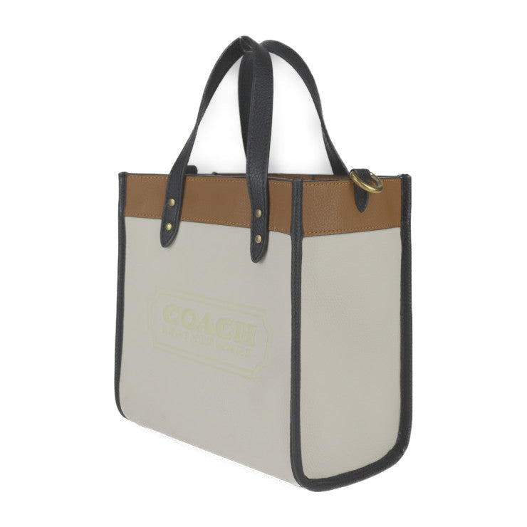 超美品 COACH コーチ フィールド トート ハンドバッグ C3461 レザー チョーク ブラウン ブラック ゴールド金具 2WAY ショルダーバッグ